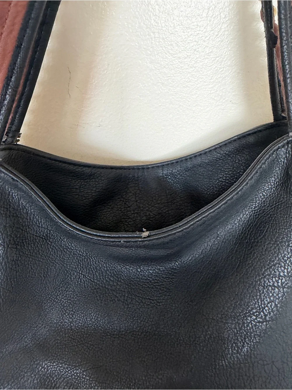 BIG BUDDHA Black Large Hobo Shoulder Bag with Cognac Brown Gold Bead Trim